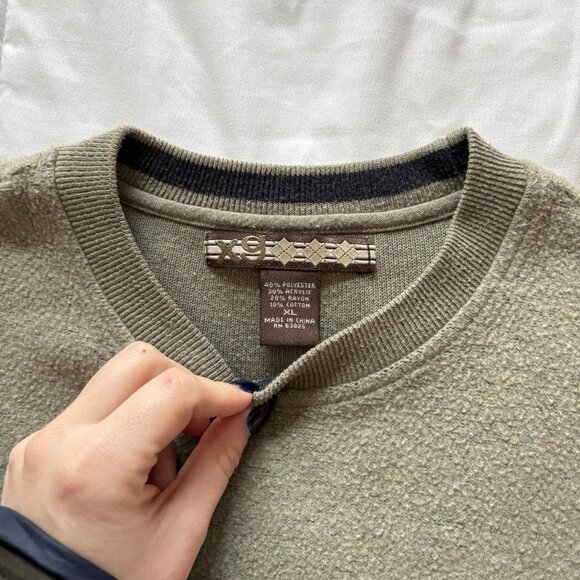 Vintage 90s Y2K Long Sleeve Sweater Mens Size XL Green Fleece Skater Grunge Goth - Picture 3 of 7